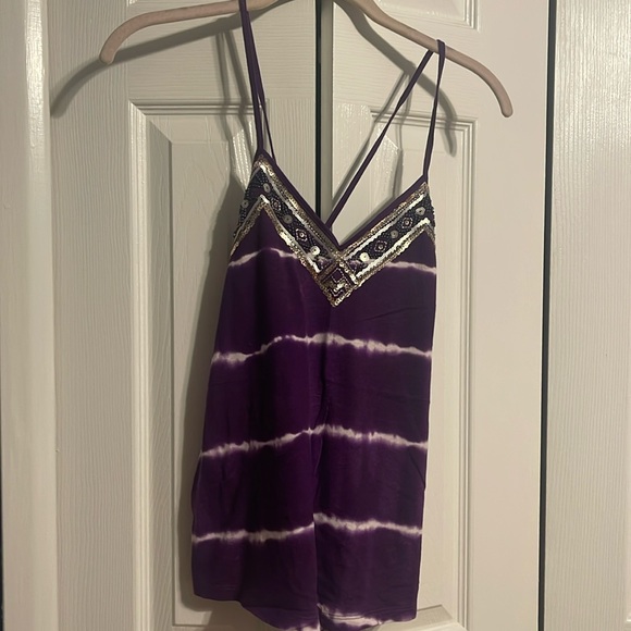 Express Tops - Express tank in purple and white tie dye with embellishments size XS NWOT